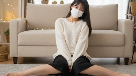 マスク姿のチャットレディ。身バレを防ぎつつ、目元や雰囲気で魅せる顔出しなしで稼ぐ方法のひとつ