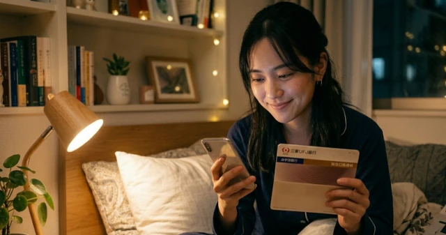 自分の部屋で密かに通帳の貯金額を見てニヤける女性。羽振りの良さは外で見せずに一人で噛み締めるのが正解。